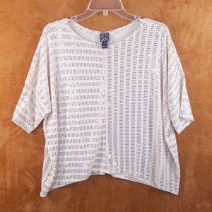 CLARA SUN WOO Womens Top Small Tan Pullover Boxy Dolman Studded Oversized